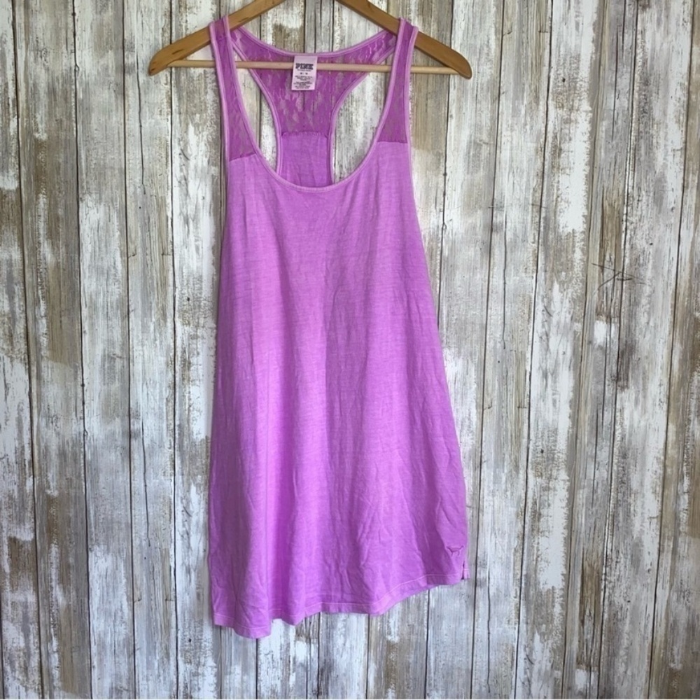 PINK Purple Long Lace Top Tank